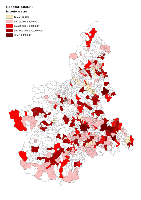 Importo interventi per comune - RISORSE IDRICHE
